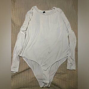 Shein White Long Sleeve Snap Bodysuit 4XL